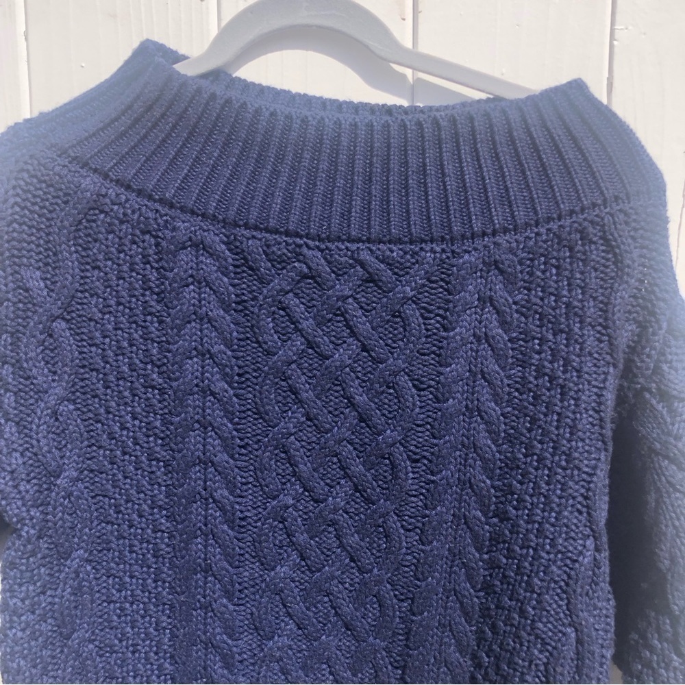 Self-Portrait Cable Knit Chunky Navy Blue Sweater Small - Picture 5 of 9